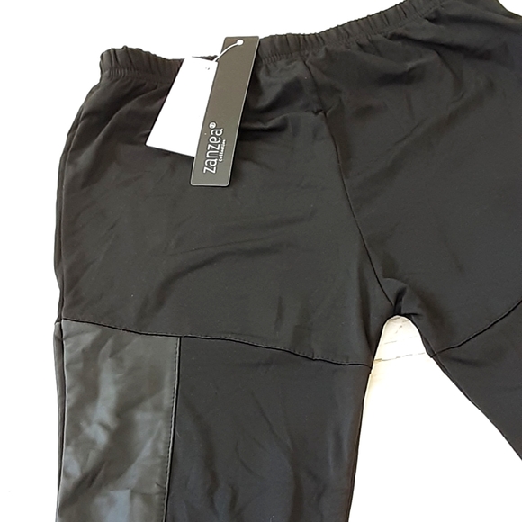 NWT ZANZEA Street Wear Black Faux Leather Tuxedo Striped  Leggings SZ L - Picture 5 of 8